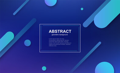 Minimal geometric business background with composition of shapes. Abstract dynamic cover design blue color.