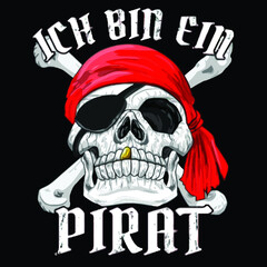 ich bin ein pirat gift pirate boy costume pirate mens v neck Logo Vector Template Illustration Graphic Design design for documentation and printing