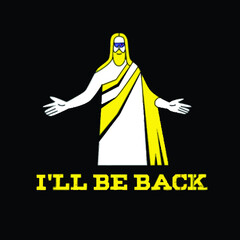 ill be back jesus t shirt christ religious bible mens Logo Vector Template Illustration Graphic Design design for documentation and printing