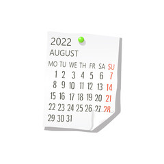 2022 August vector calendar