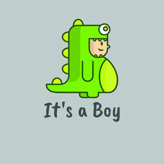 its a boy dinosaur baby shower   hoodie Logo Vector Template Illustration Graphic Design design for documentation and printing