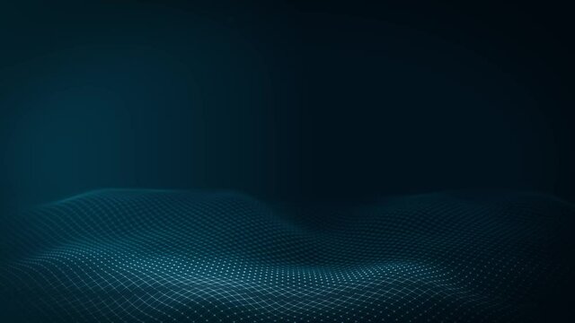 Abstract Network Mesh Waving Fx Background Loop/ 4k animation of an abstract fractal digital mesh background with blur focus seamless looping