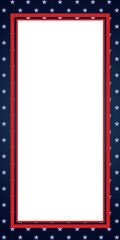 Vertical frame, illustration. Dark background. Red and white background with stars, the colors of the American flag.