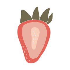 Abstract strawberry fruit vector, summer fruit illustration, boho strawberry vector