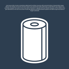 Blue line Paper towel roll icon isolated on blue background. Vector Illustration