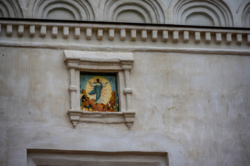 cityscape of the old center of the city of Suzdal with churches and temples after the rain
