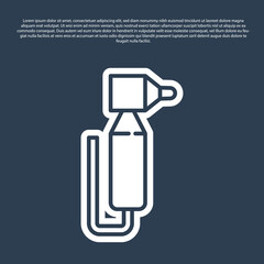 Blue line Tooth drill icon isolated on blue background. Dental handpiece for drilling and grinding tools. Vector