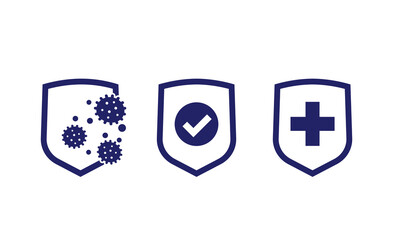 immune system and antibacterial protection icons