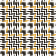 Glen plaid pattern seamless in yellow, dark brown, white. Seamless tartan check graphic background vector for dress, skirt, throw, other modern spring summer autumn everyday fashion textile design.