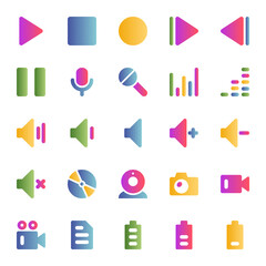 Gradient color icons for media.