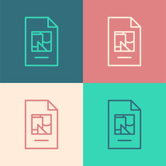 Pop art line File document with illustration icon isolated on color background. Checklist icon. Business concept. Vector