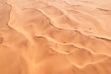 In the arid area of the world, the scenery of the Taklimakan Desert in Xinjiang, China, with a detailed background image of the desert Gobi.