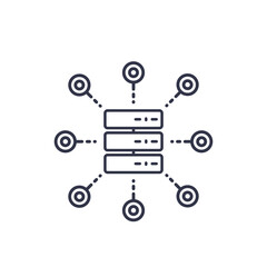 mainframe, server, hosting service linear icon on white