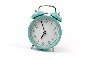 Old clock isolated on white  background with space for text. Concept of time