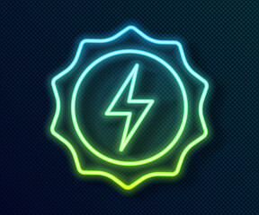 Glowing neon line Lightning bolt icon isolated on black background. Flash sign. Charge flash icon. Thunder bolt. Lighting strike. Vector
