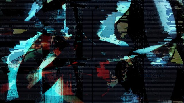 Fashionable Anime Digital Glitch Banner Background. 3D illustrated computer code chaos in cyberspace. Virtual reality process plate in Manga gaming style. Abstract technology backplate with copy space