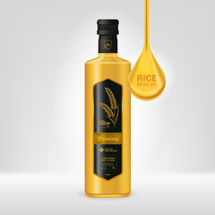 Premium Rice bran oil Product Mockup vector illustration