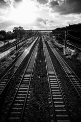 railroad tracks in the morning