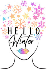 Hello winter celebration card illustration