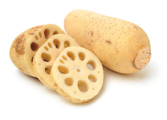 Lotus root on the white background