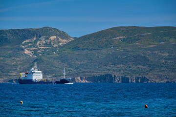 Cargo ship in the Aegean sea, Greece
