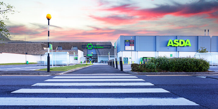 Signage for the newly revamped ASDA supermarket in West Swindon