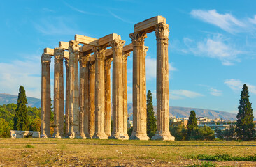 Clumns of Zeus temple in Athens in Greece