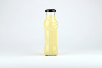 Glass fruit juice bottle isolated on white background.