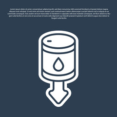 Blue line Drop in crude oil price icon isolated on blue background. Oil industry crisis concept. Vector
