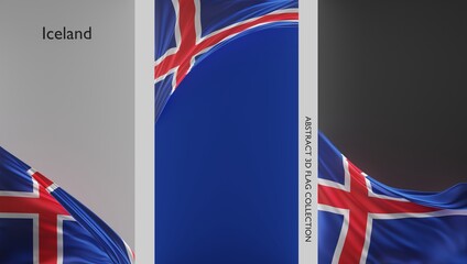 Abstract Iceland Flag 3D Render (3D Artwork)