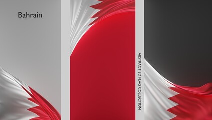 Abstract Bahrain Flag 3D Render (3D Artwork)