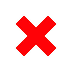 Red diagonal cross. Vector symbol on white background.