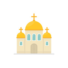 Church flat icon. Church colorful symbol. Holy place building. Religion concept. Vector isolated on white