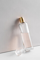 glass product package aroma perfume bottle with sunlight,