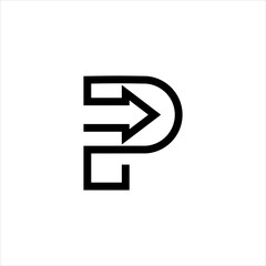 Letter P Direction Arrow Logo Design with Clean and Simple Vector Style for Business, Web, and Technology Branding