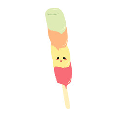 Popsicles on a stick. Cute character. Design element, badge, print. Isolated vector illustration.