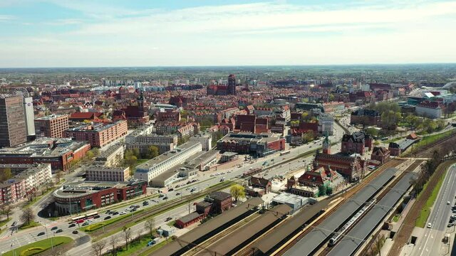 Aerial view of city center in Gdansk. Poland