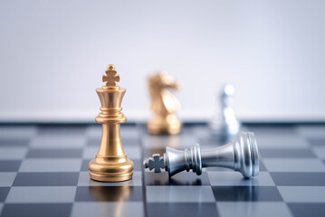  gold  knight Against whithe background, International chess, ideas and competition and strategy, chess board game competition business concept.