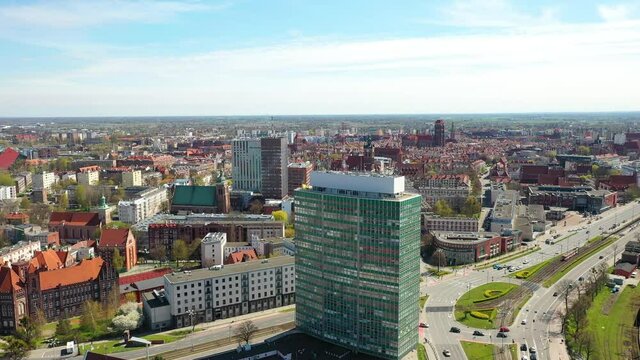 Aerial view of city center in Gdansk. Poland