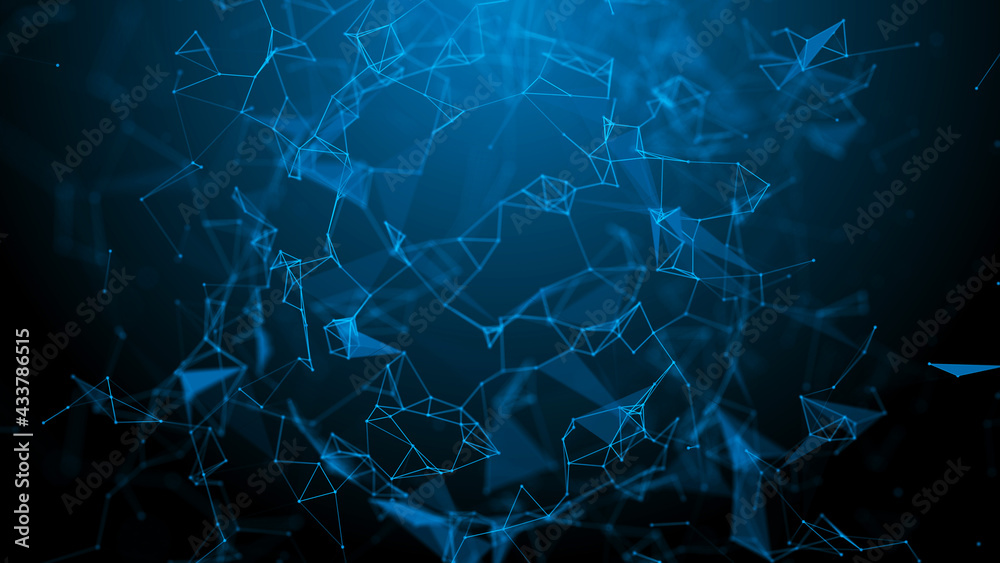 Poster Network connection system.Background with connection dots and lines. Big data vizualization. 3d rendering. 