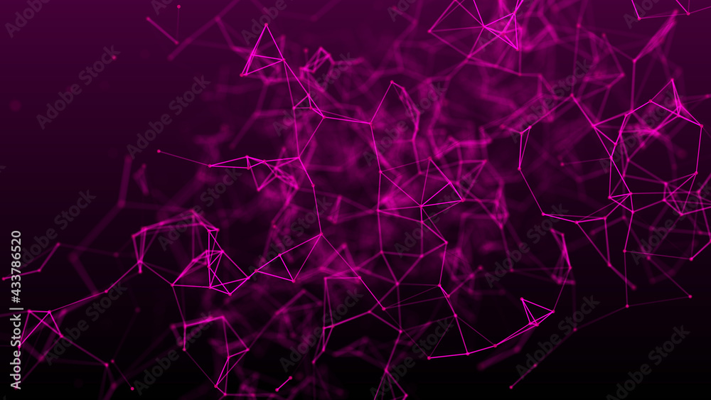Poster Network connection system.Background with connection dots and lines. Big data vizualization. 3d rendering. 