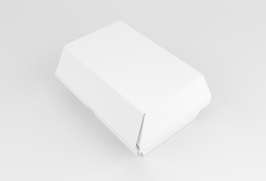 Take away burger box mockup. 3d rendering burger box image.3d bburger box template isolated on soft color background
