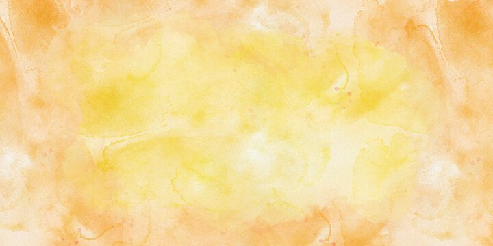 Beautiful orange and yellow watercolor splash paint isolated on white texture or grunge background