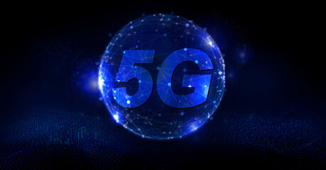5G network internet mobile wireless business concept - Global network high speed innovation connection dark blue background