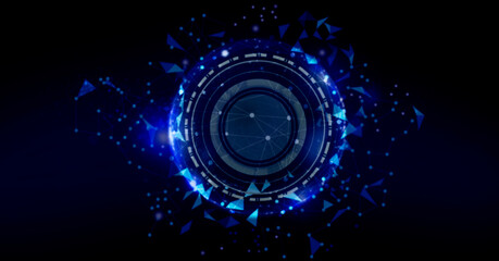 Digital circuit technology future, Hi-tech communication concept innovation - Global network high speed innovation connection dark blue background