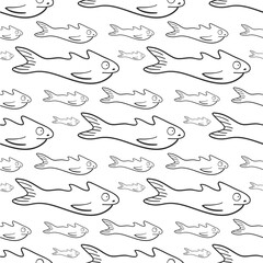 Seamless pattern with fishes. Sea life background. Vector illustration