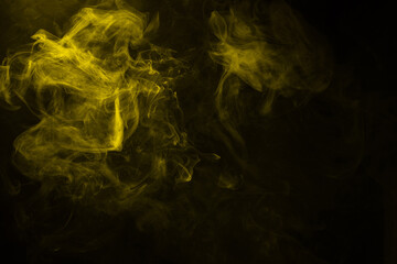 Yellow and pink steam on a black background.