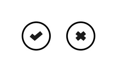 Check mark correct and wrong icon. Vector illustration.