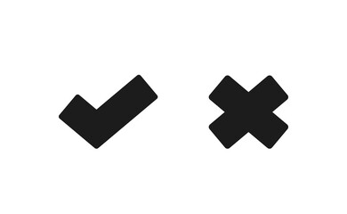 Check mark correct and wrong icon. Vector illustration.