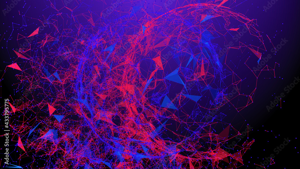 Poster Network connection system.Background with connection dots and lines. Big data vizualization. 3d rendering.